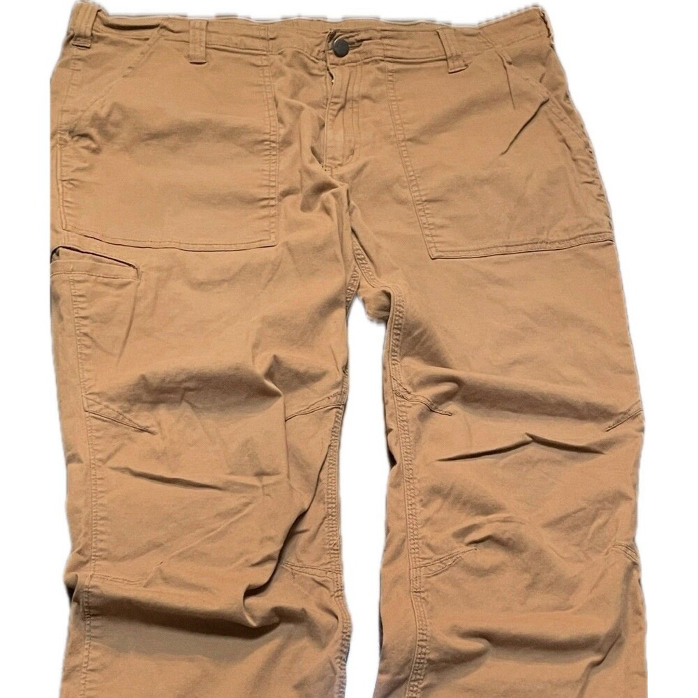 Carhartt 40x30 Force Relaxed Fit Work Pants Brown Knee Darts STRETCH Articulated